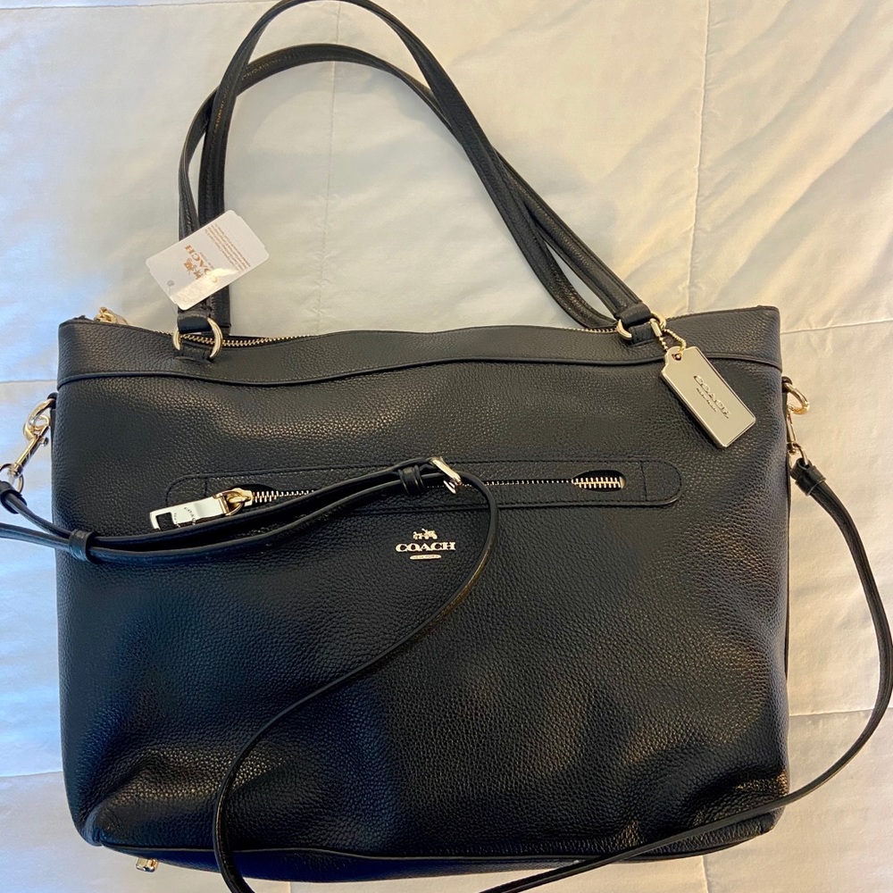 NWT Coach NY Black Pebble Leather Crossbody Purse